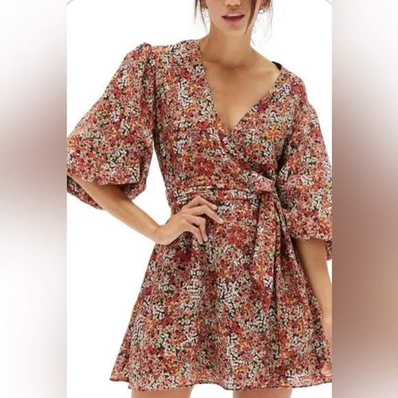 MINKPINK Gabae Wrap Floral Minidress - Picture 1 of 5